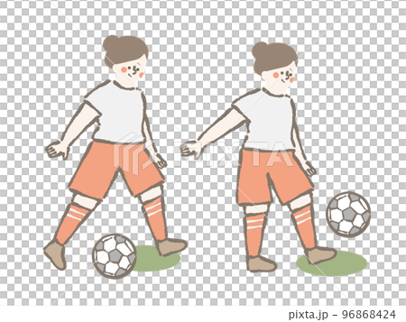 サッカー 女性 イラスト セット サッカー 女性 イラスト セット 96868424
