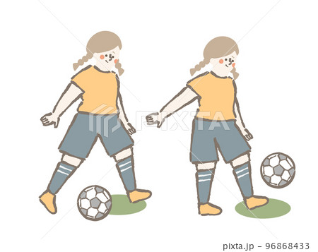 サッカー　女性　イラスト　セット 96868433