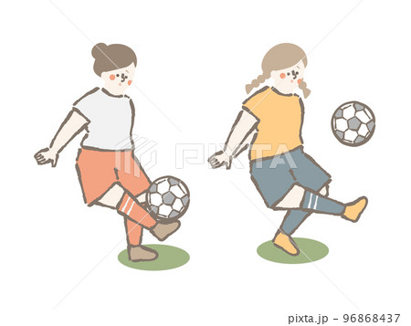 サッカー 女性 イラスト セット サッカー 女性 イラスト セット 96868437