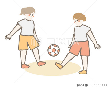サッカー 女性 イラスト セット サッカー 女性 イラスト セット 96868444