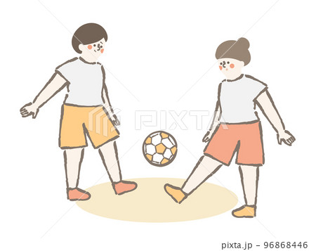 サッカー　女性　イラスト　セット 96868446