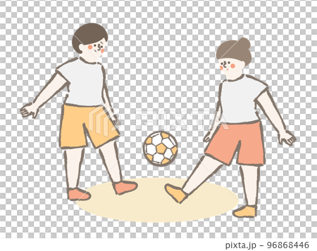 サッカー　女性　イラスト　セット 96868446