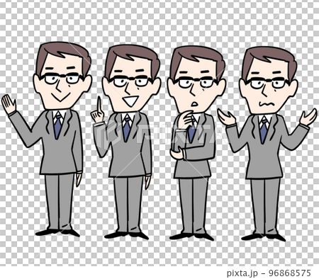 男性スーツ姿の全身ポーズバリエーション 男性スーツ姿の全身ポーズバリエーション 96868575