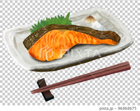 Grilled salmon (with chopsticks) 96868675