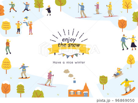 ウインタースポーツを楽しむ人達 96869050