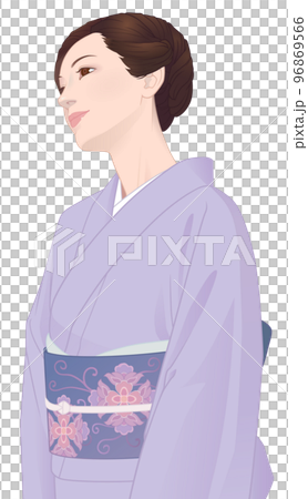 着物の女性の上半身 紫色のイラスト素材 [96869566] - PIXTA