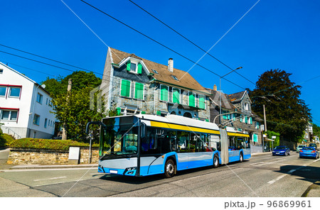 Electric bus or trolleybus in Solingen - North Rhine-Westphalia, Germany Electric bus or trolleybus in Solingen - North Rhine-Westphalia, Germany 96869961