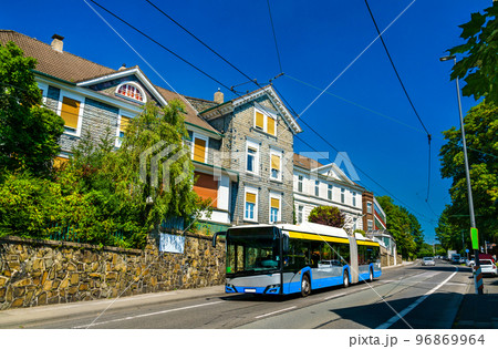 Electric bus or trolleybus in Solingen - North Rhine-Westphalia, Germany Electric bus or trolleybus in Solingen - North Rhine-Westphalia, Germany 96869964