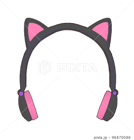 猫耳ゲーミングヘッドホン ブラックピンクのイラスト素材 [96870086] - PIXTA