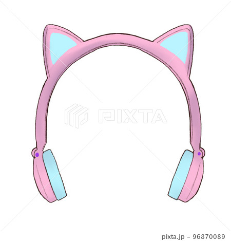 猫耳ゲーミングヘッドホン ピンクのイラスト素材 [96870089] - PIXTA