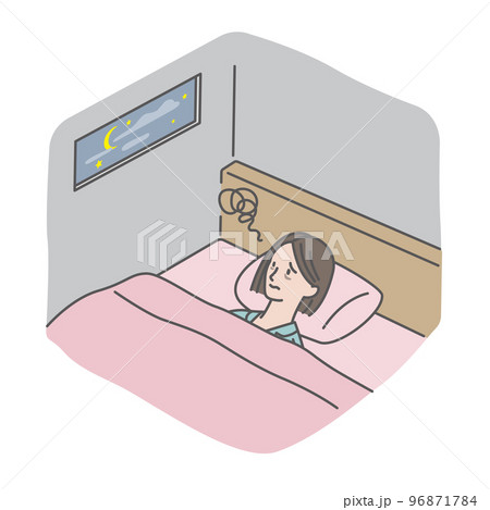 夜眠れずに困る若い女性（不眠症・睡眠障害） 96871784