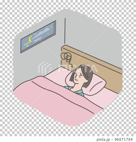 夜眠れずに困る若い女性（不眠症・睡眠障害） 96871784