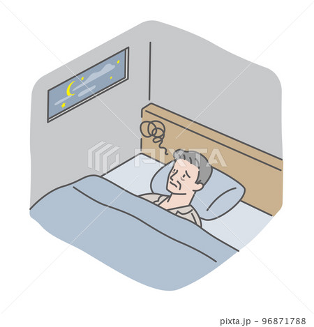 夜眠れずに困るシニア男性（不眠症・睡眠障害） 96871788