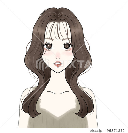 くびれロングヘアスタイルの女性 96871852