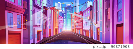 Autumn city landscape with street with houses Autumn city landscape with street with houses 96871908