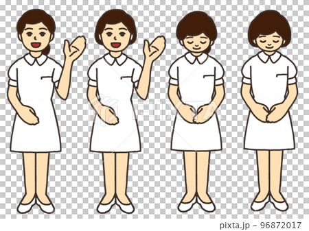 ご案内をする女性の看護師のイラストセット　白　全身 96872017