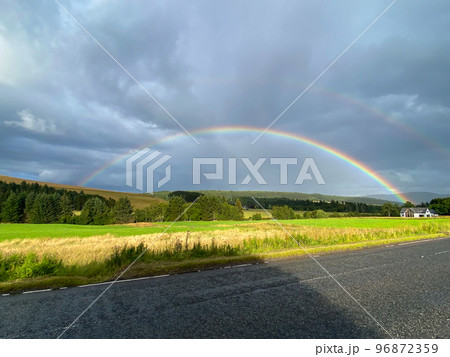 Rainbow in the Scottish Highlands, Scotland. 96872359