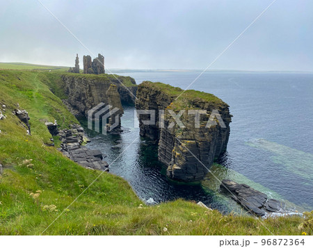 Ruins of Castle Sinclair Girnigoe, Scotland. 96872364