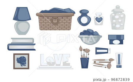 Interior design decoration, statuette and vase 96872839