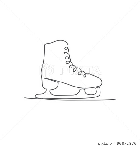 Skates ice One line drawingon on white background 96872876