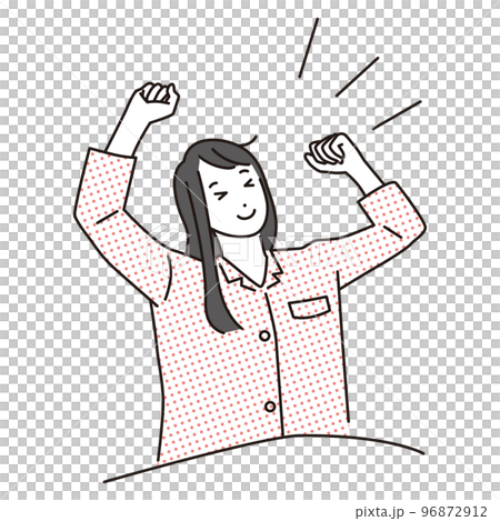 シンプル　イラスト　目覚めの良い女性 96872912