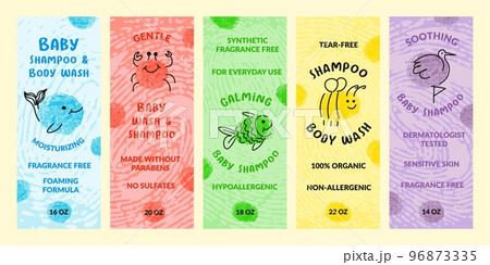Packaging label set for baby wash and shampoo Packaging label set for baby wash and shampoo 96873335