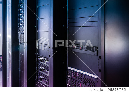 Shot of datacenter with server racks Shot of datacenter with server racks 96873726