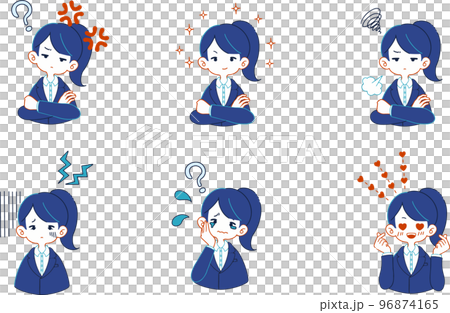 スーツを着た人の様々な表情のイラストセット 96874165