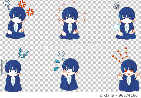 スーツを着た人の様々な表情のイラストセット 96874166