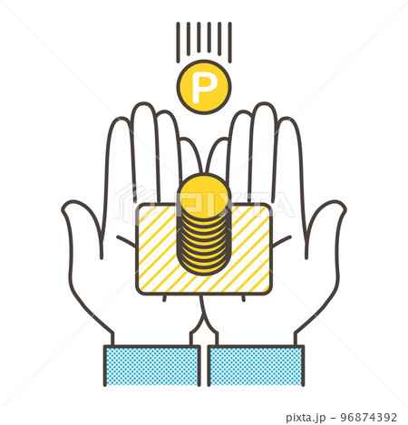 ポイントカードにポイント硬貨が貯まるベクターイラスト素材 96874392