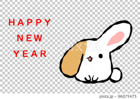 Rabbit New Year's postcard template Rabbit New Year's postcard template 96875475