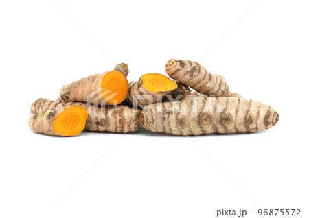 Fresh turmeric (curcumin) root isolated on white 96875572