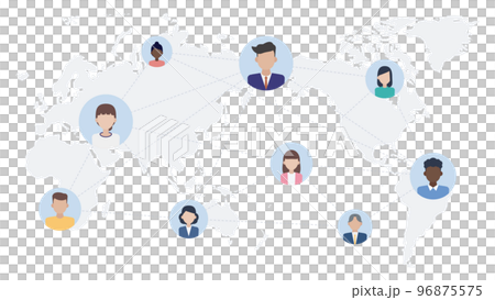 16:9｜社交媒體連接世界！插畫素材 96875575