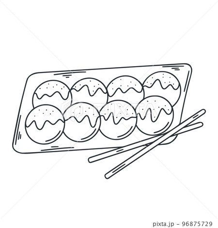 Japanese dumpling dango doodle illustration - Stock