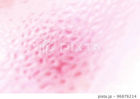 バイオ生物学を連想、抽象的な白背景に浮き上がるピンクの色素細胞風水滴模様の画像・色彩加工済イメージ。 96876214