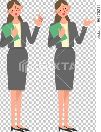 説明をするスーツ姿の若い女性 96876252