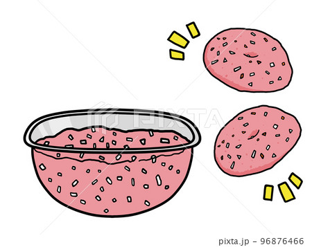 ハンバーグのタネを成形するイラスト 96876466