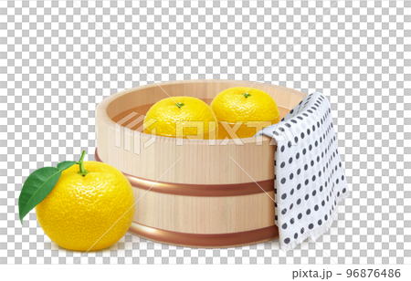 柚子湯 ゆず湯 冬至 イラスト リアル 柚子湯 ゆず湯 冬至 イラスト リアル 96876486