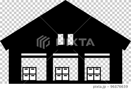 A simple monochrome illustration of a warehouse 96876639