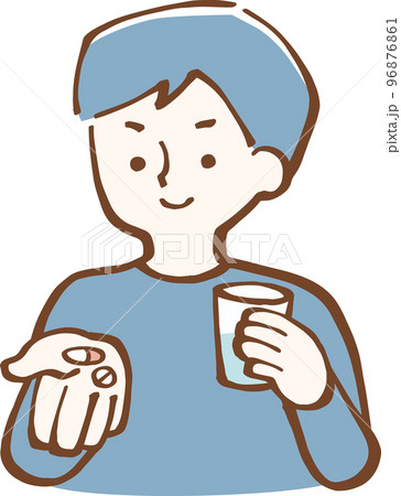 薬を服用する男性　イラスト 96876861