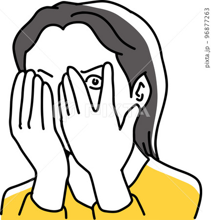 顔を隠しながら見ている女性 顔を隠しながら見ている女性 96877263