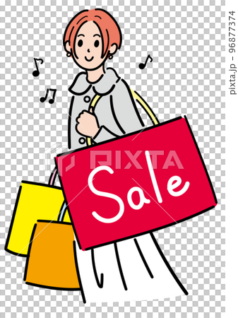Young woman doing a lot of shopping on sale 96877374