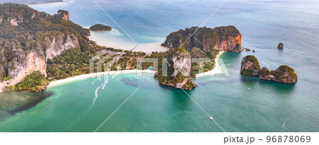 Aerial view of Phra nang Cave or princess Cave Beach in Krabi, Thailand 96878069