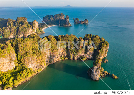 Aerial view of Phra nang Cave or princess Cave Beach in Krabi, Thailand 96878075