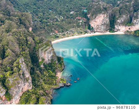 Aerial view of Phra nang Cave or princess Cave Beach in Krabi, Thailand 96878110
