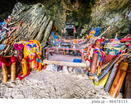Temple if fertility in Phra nang Cave or princess Cave Beach in Krabi, Thailand 96878115