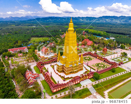 Aerial view of Wat MahaThat Wachira mongkol in Krabi, Thailand Aerial view of Wat MahaThat Wachira mongkol in Krabi, Thailand 96878455