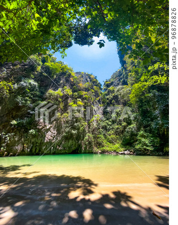 Emerald cave in koh Mook (or koh Muk) island in Trang, Thailand 96878826