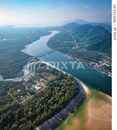 Aerial view of the Siri Lanta Bridge in koh Lanta, Krabi, Thailand 96879140
