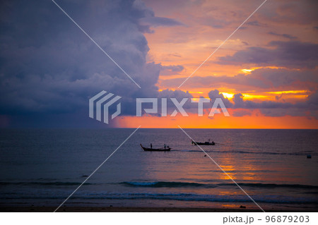 Beautiful beach sunset in koh Lanta, Krabi, Thailand 96879203